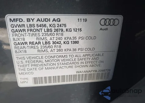 2020 Audi Q5 Premium 45 Tfsi Quattro S Tronic from USA, damaged, VIN WA1ANAFY9L2046728